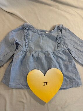 The Children's Place - Long sleeve 2T Light Blue Ruffle Blouse